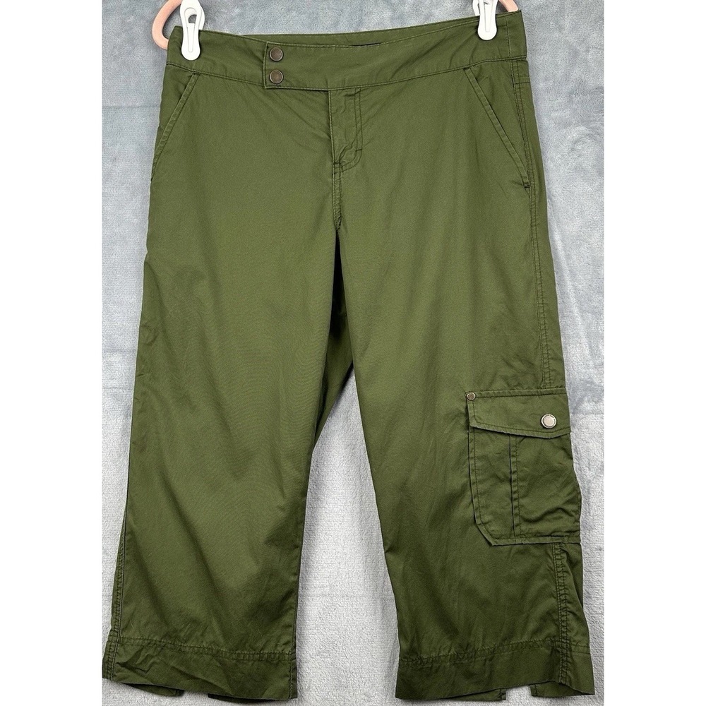 CALVIN KLEIN JEANS Cargo Capri Pant Women's Sz 8 Green Cotton Crop Safari Hiking